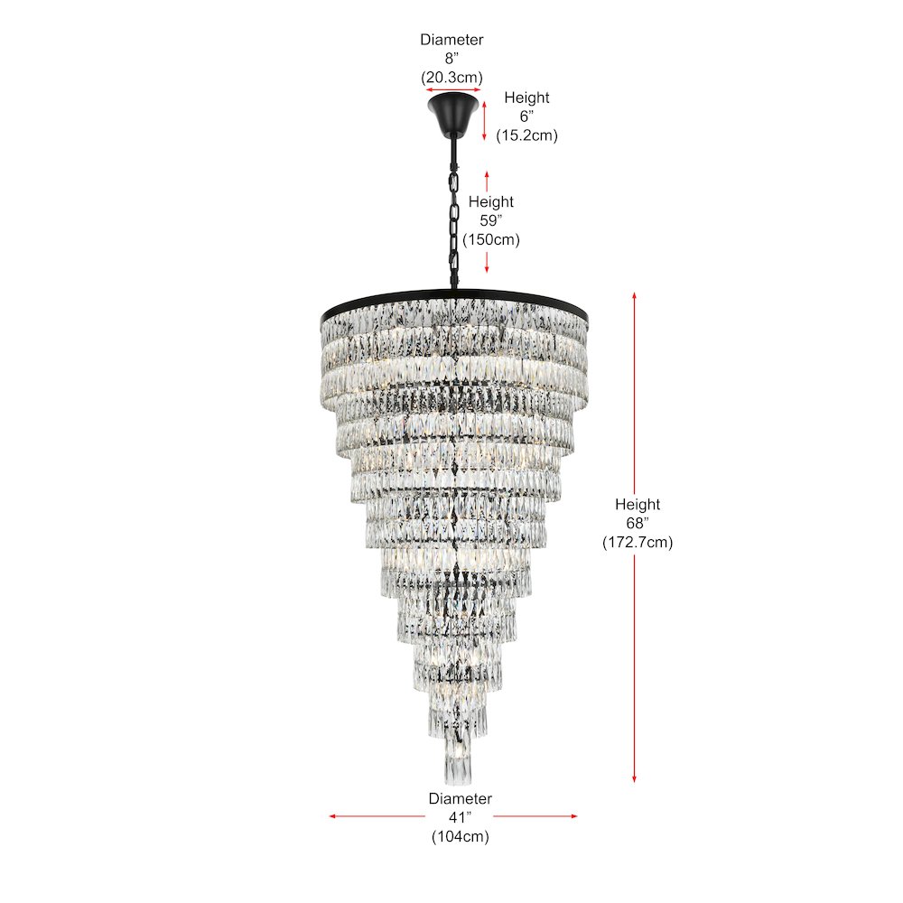 Josephine 41 Inch Rectangular Chandelier In Black