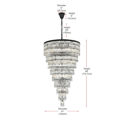 Josephine 41 Inch Rectangular Chandelier In Black