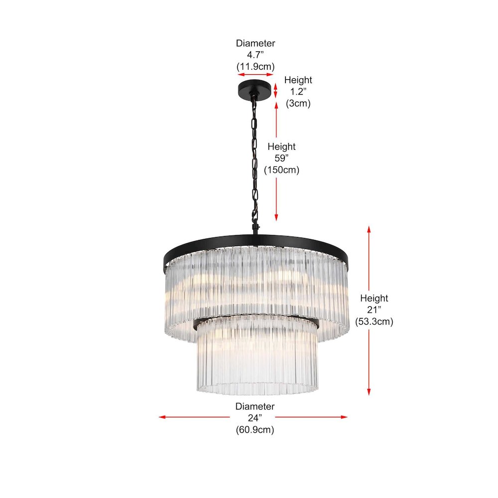 Harlow 24 inch Chandelier in Black