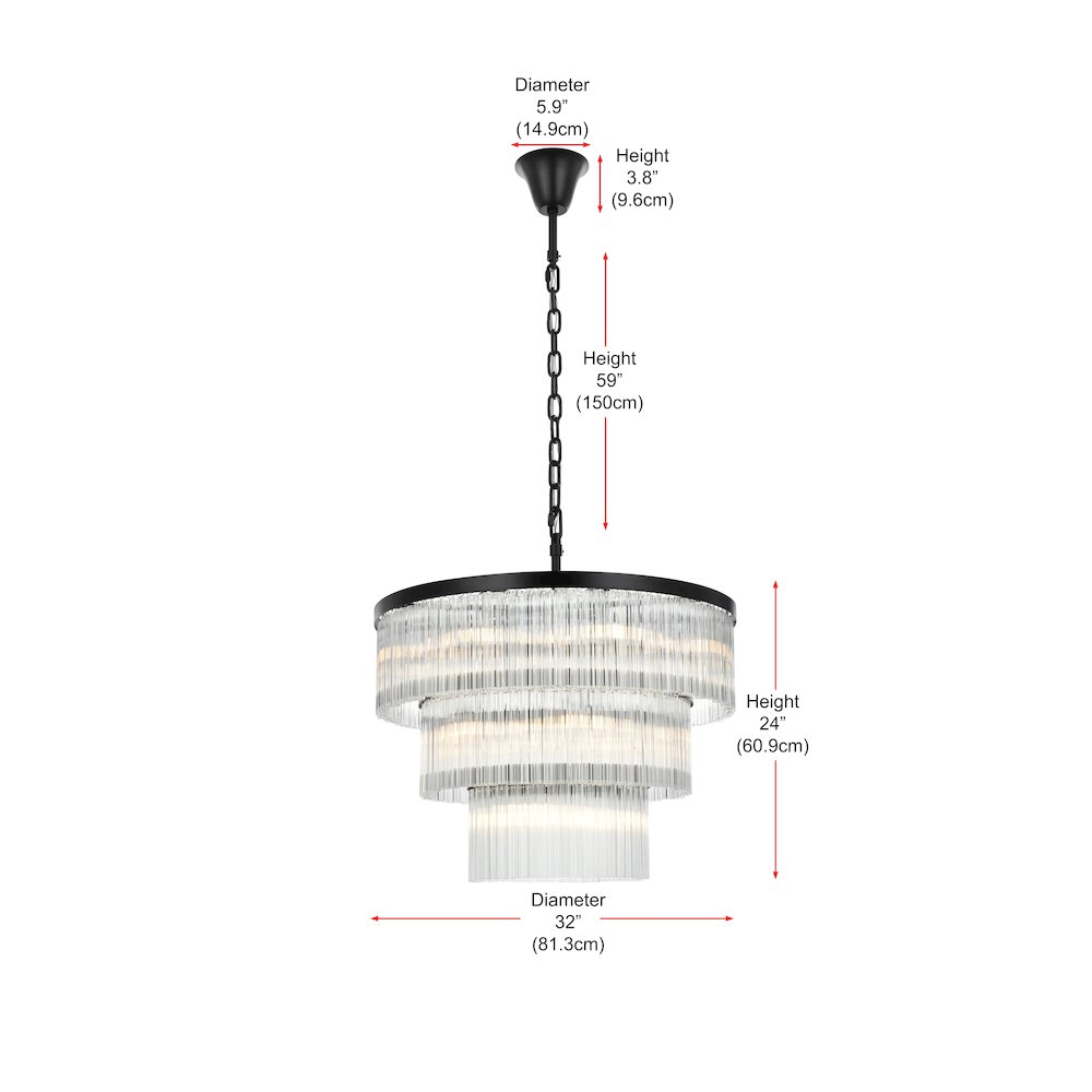 Harlow 32 Inch Chandelier In Black