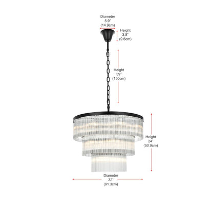 Harlow 32 Inch Chandelier In Black