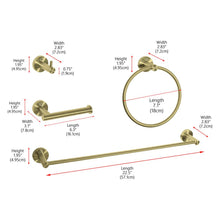 Freya 4-Piece Bathroom Hardware Set in Brushed Gold