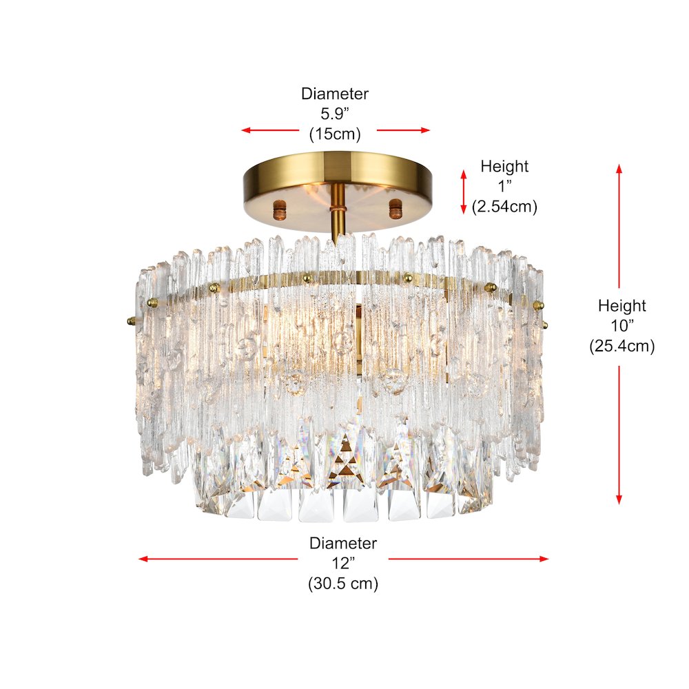 Emilia 12 inch Flush Mount in Satin Gold