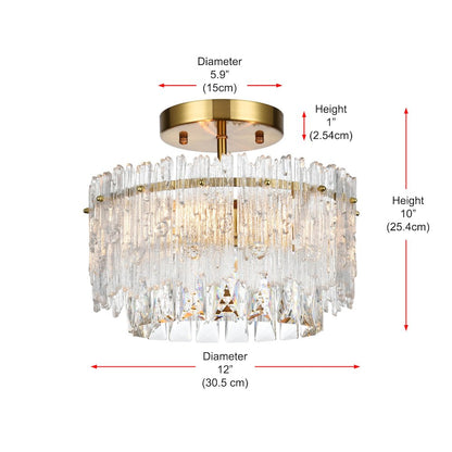 Emilia 12 inch Flush Mount in Satin Gold