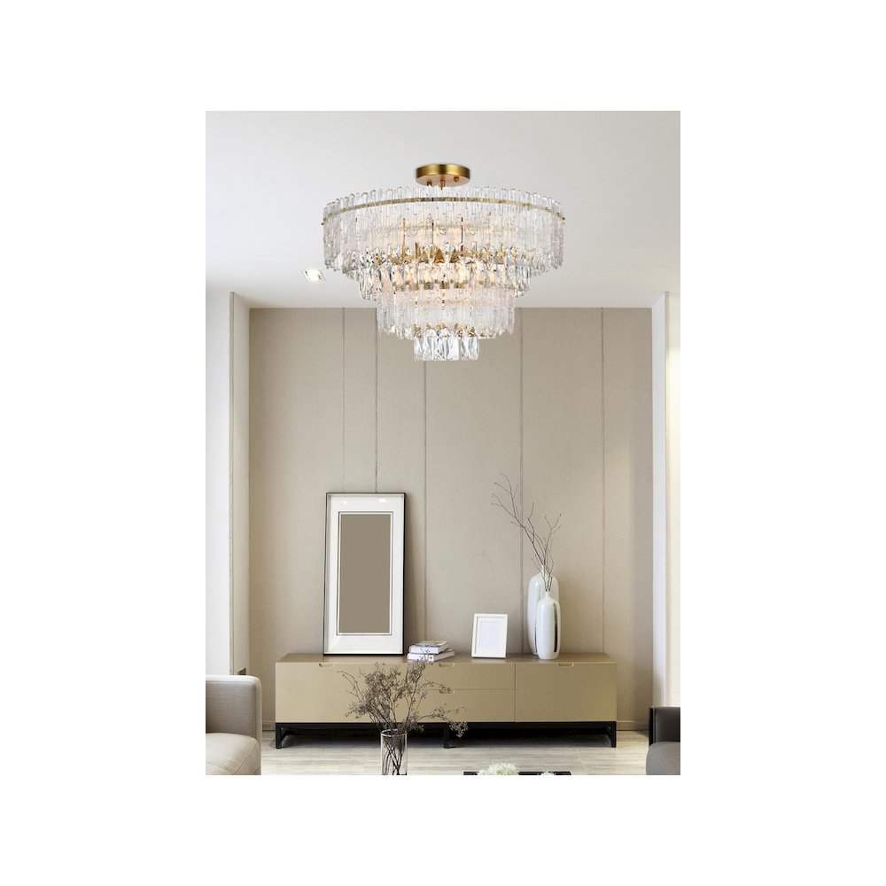 Emilia 25 inch Flush Mount in Satin Gold