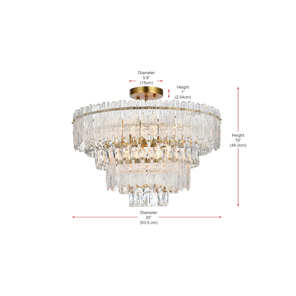 Emilia 25 inch Flush Mount in Satin Gold