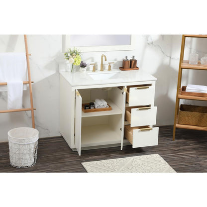 42 inch Single bathroom vanity in white with backsplash