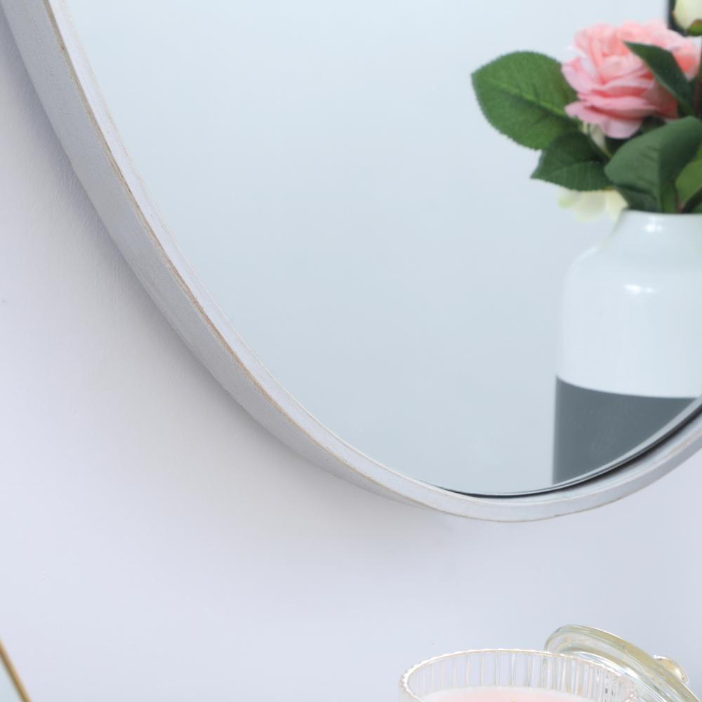 Metal frame oval mirror 34 inch in silver