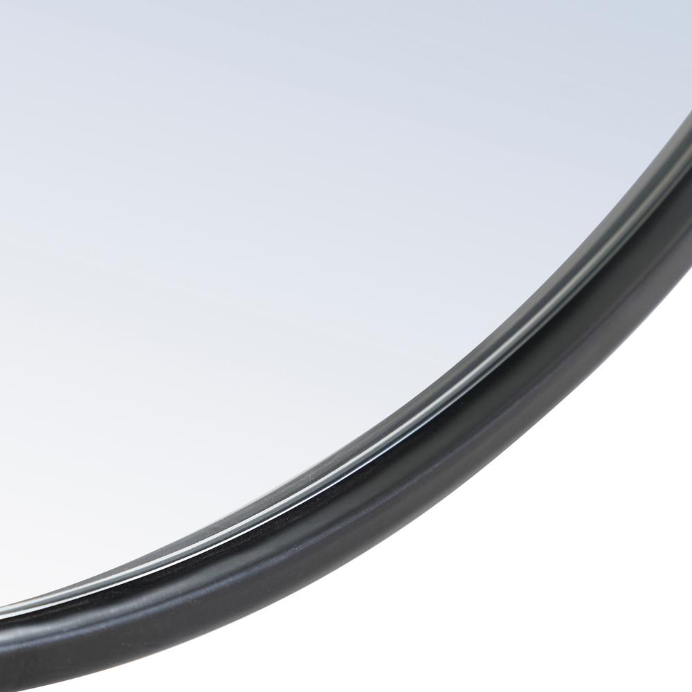 Metal frame Round Mirror with decorative hook 24 inch Black finish