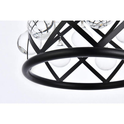 Madison 1 light Matte Black Pendant Clear Royal Cut Crystal