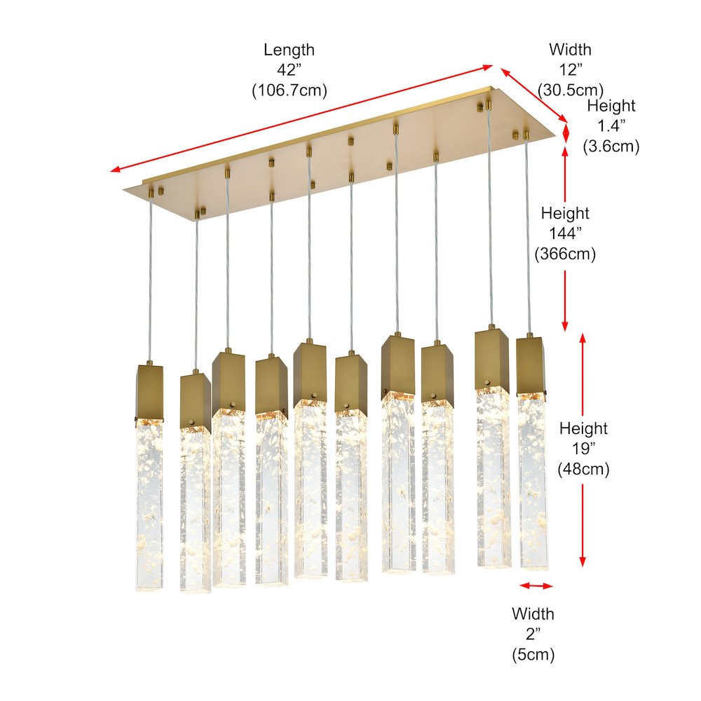 Aurora 42 inch Pendant in Satin Gold
