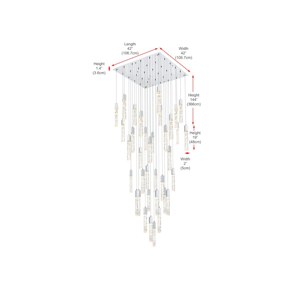 Aurora 42 inch Chandelier in Chrome