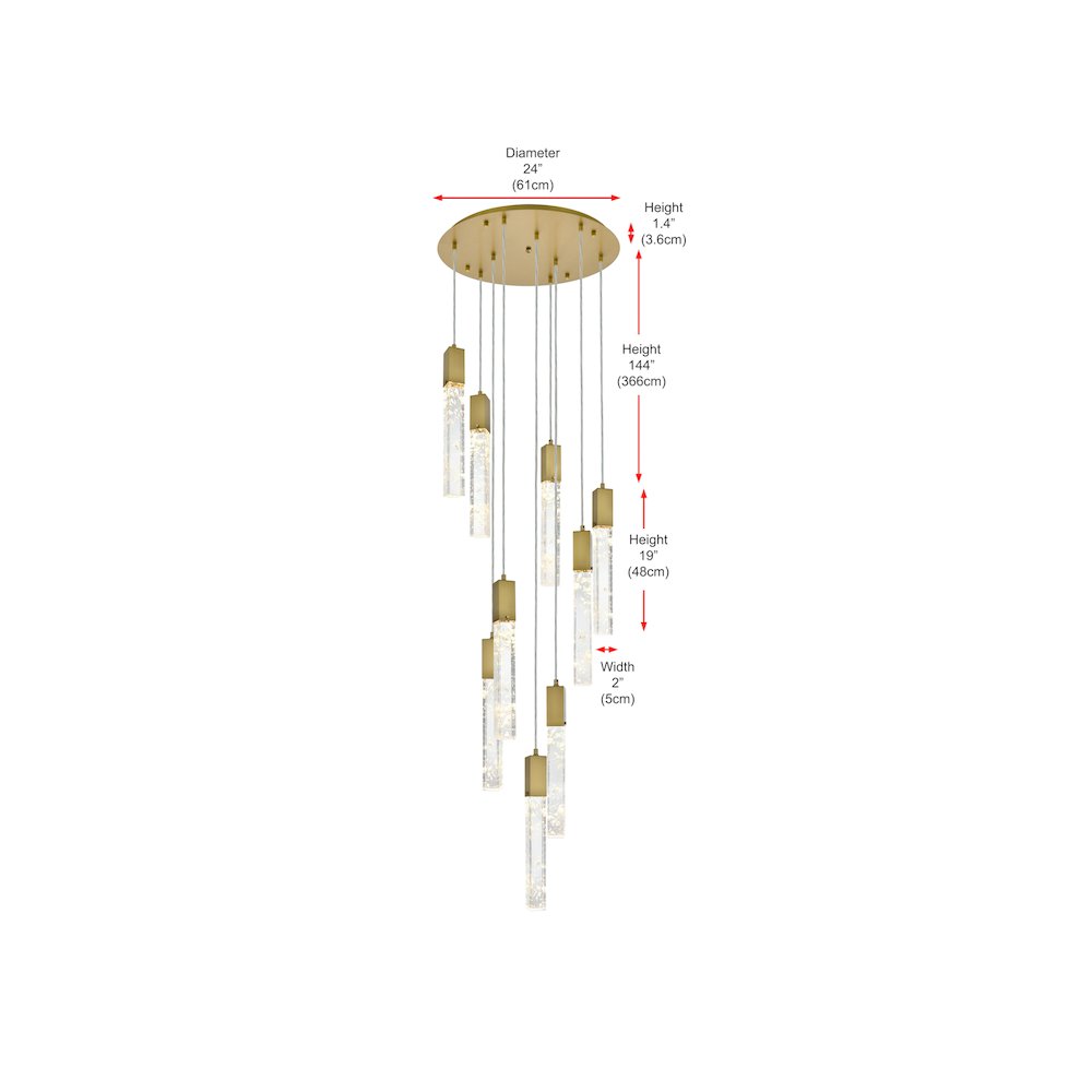 Aurora 24 inch Chandelier in Satin Gold