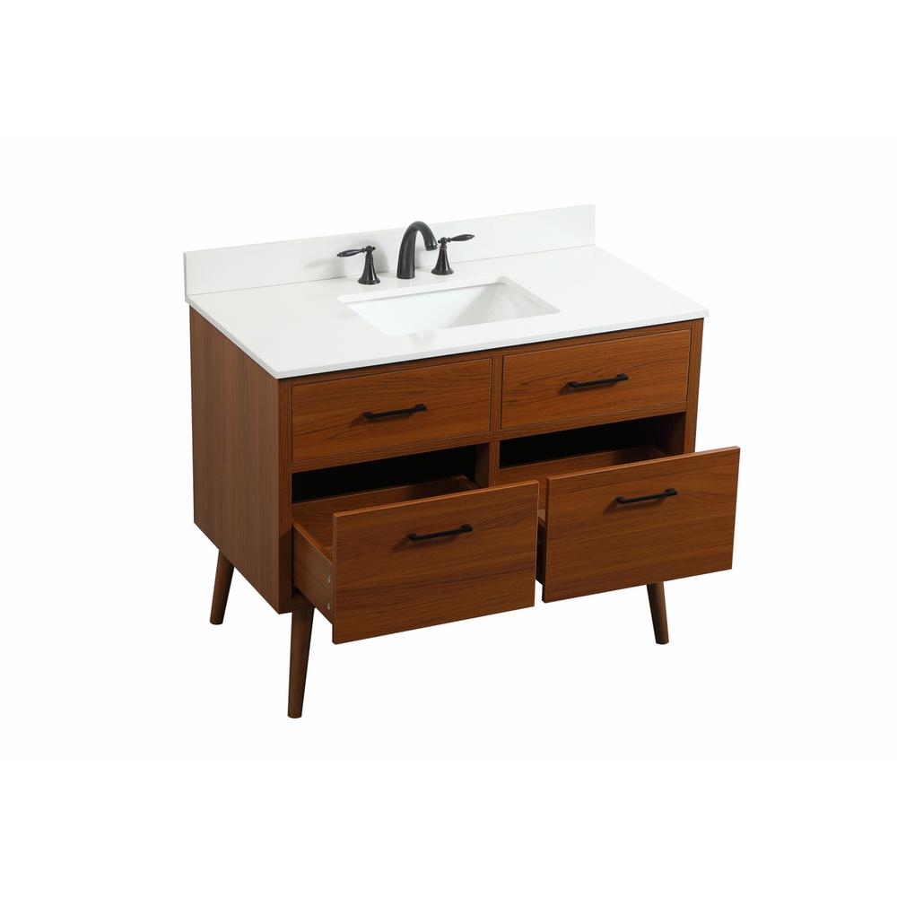 42 inch Single bathroom vanity in teak with backsplash