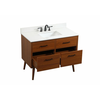 42 inch Single bathroom vanity in teak with backsplash