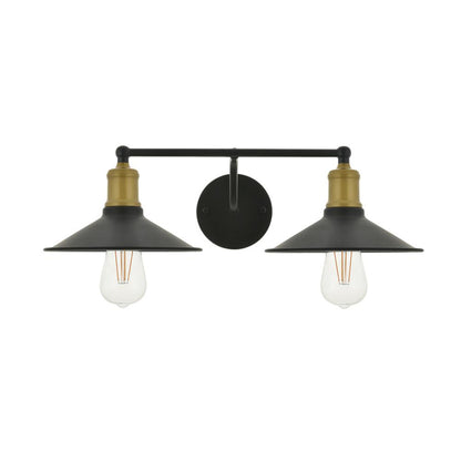Etude  2 light brass and black Wall Sconce