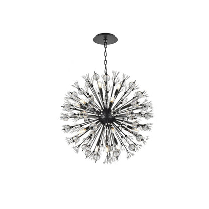 Vera 32 inch crystal starburst round pendant in black