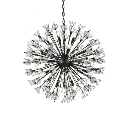 Vera 32 inch crystal starburst round pendant in black