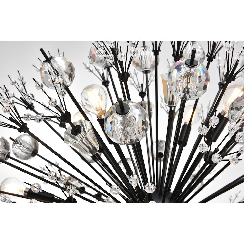 Vera 32 inch crystal starburst round pendant in black