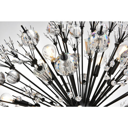 Vera 32 inch crystal starburst round pendant in black