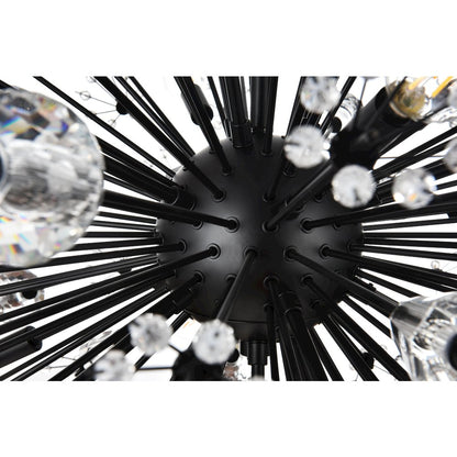 Vera 32 inch crystal starburst round pendant in black