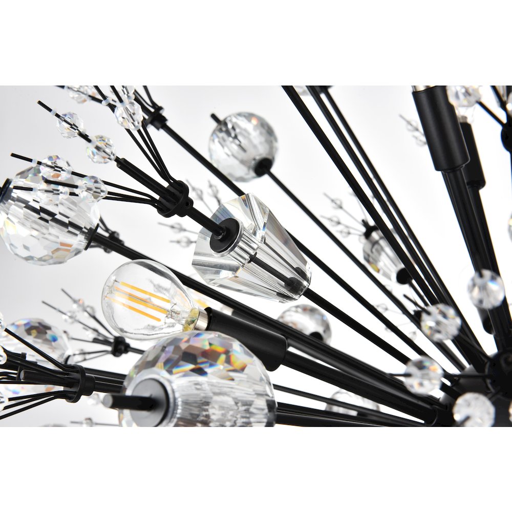 Vera 32 inch crystal starburst round pendant in black