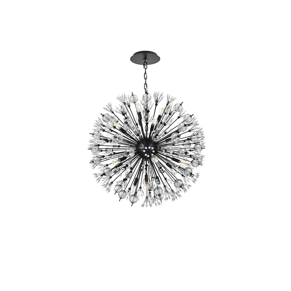 Vera 32 inch crystal starburst round pendant in black