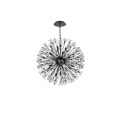 Vera 32 inch crystal starburst round pendant in black