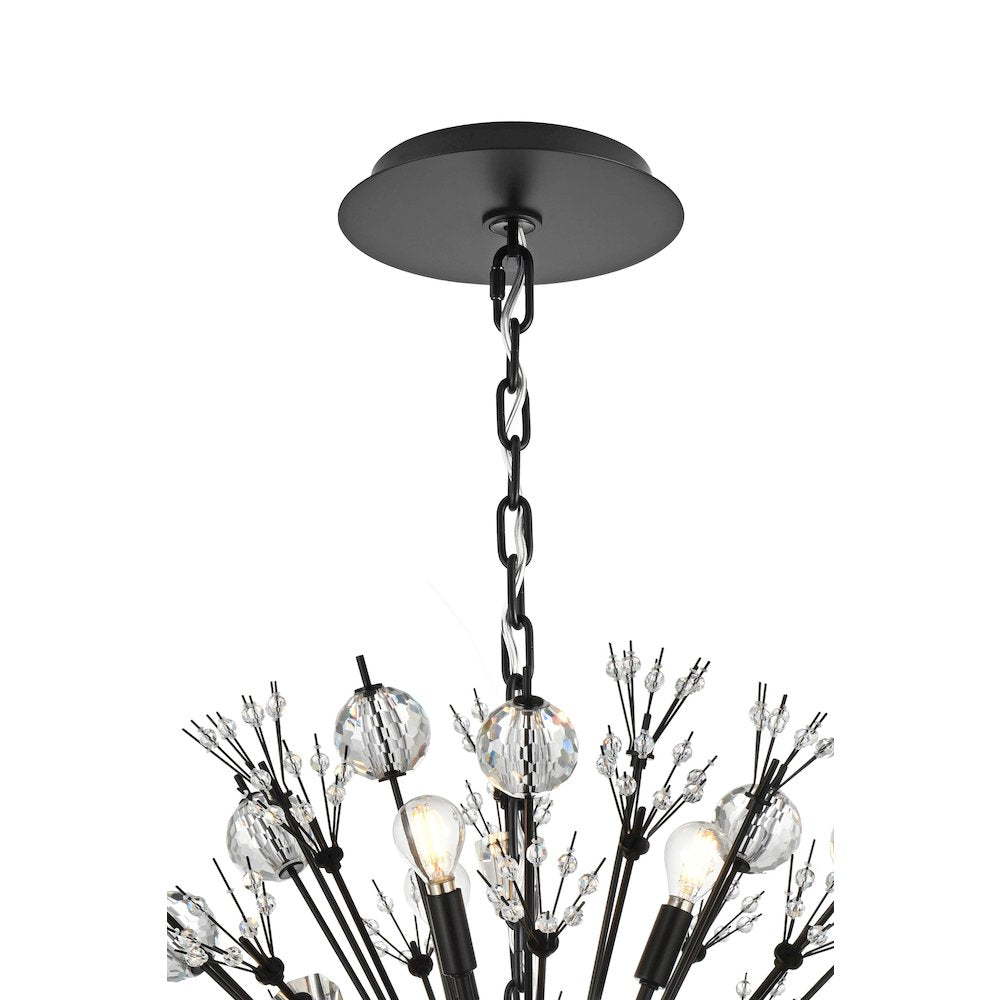 Vera 32 inch crystal starburst round pendant in black