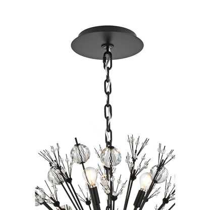 Vera 32 inch crystal starburst round pendant in black