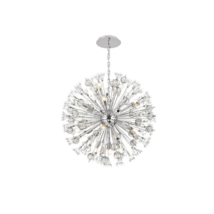 Vera 32 inch crystal starburst round pendant in chrome