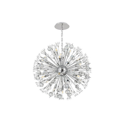 Vera 32 inch crystal starburst round pendant in chrome