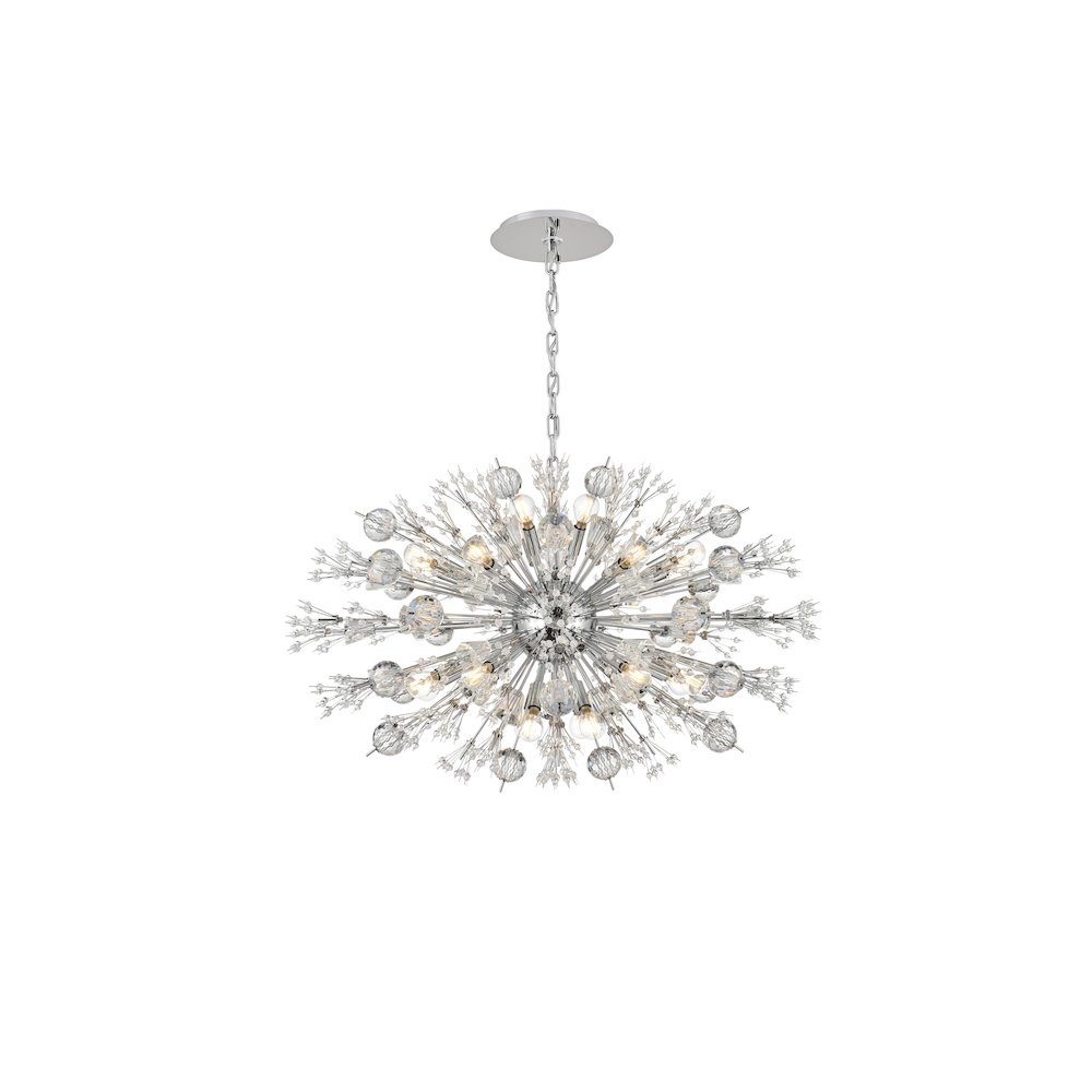 Vera 36 inch crystal starburst oval pendant in chrome
