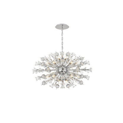 Vera 36 inch crystal starburst oval pendant in chrome