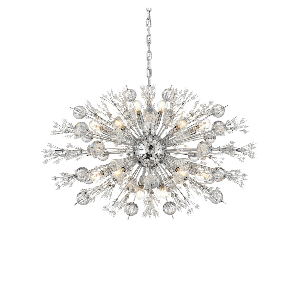 Vera 36 inch crystal starburst oval pendant in chrome
