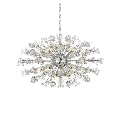 Vera 36 inch crystal starburst oval pendant in chrome
