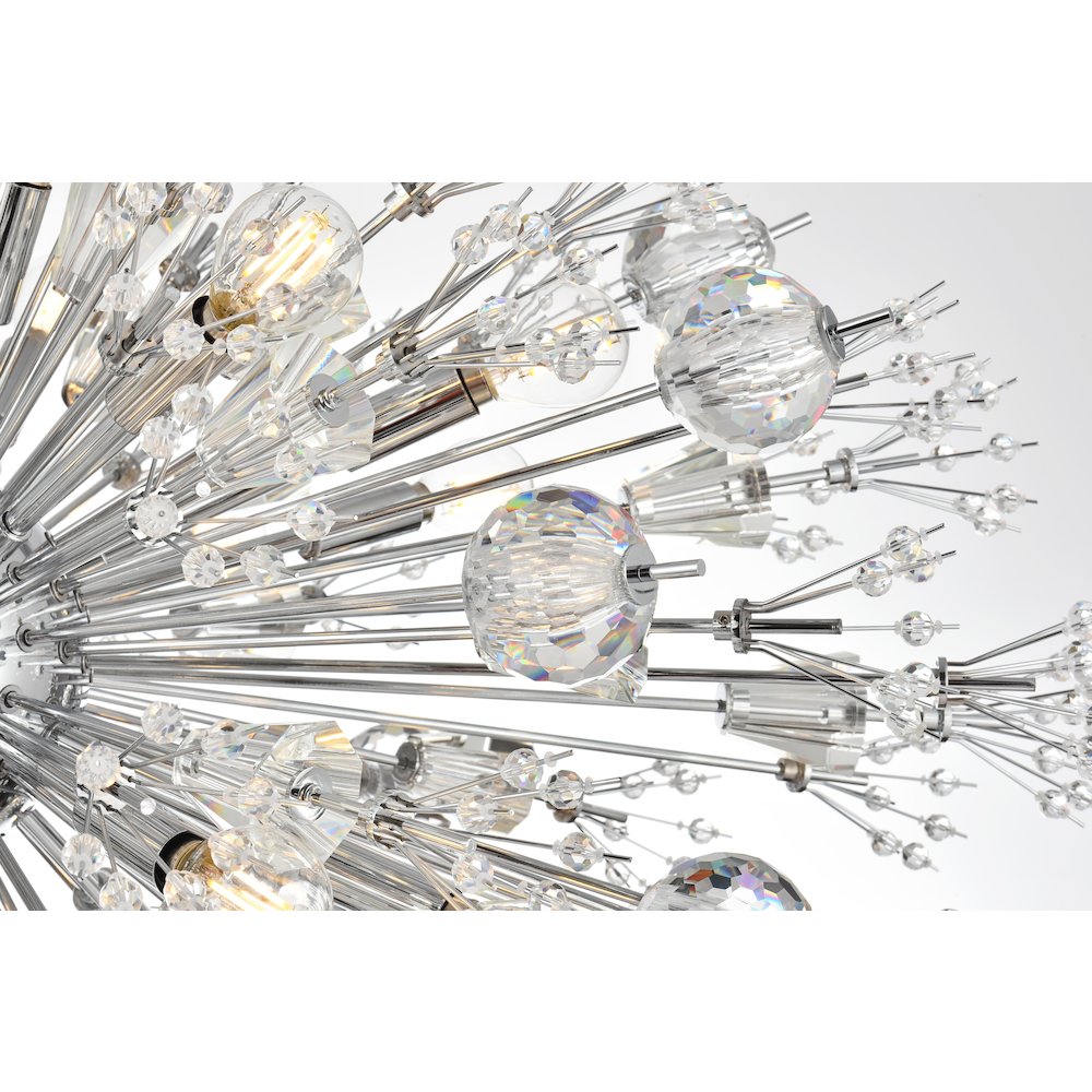 Vera 36 inch crystal starburst oval pendant in chrome