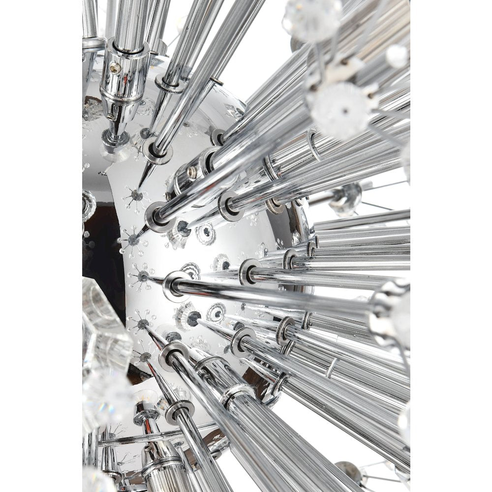 Vera 36 inch crystal starburst oval pendant in chrome
