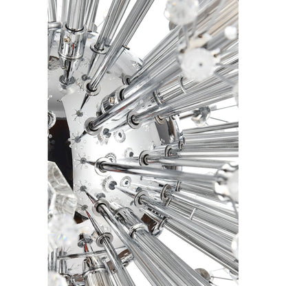 Vera 36 inch crystal starburst oval pendant in chrome