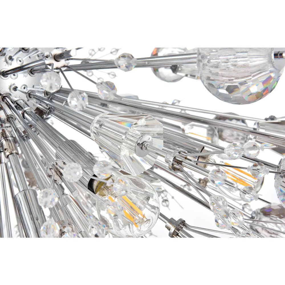 Vera 36 inch crystal starburst oval pendant in chrome