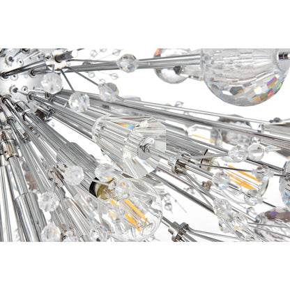 Vera 36 inch crystal starburst oval pendant in chrome