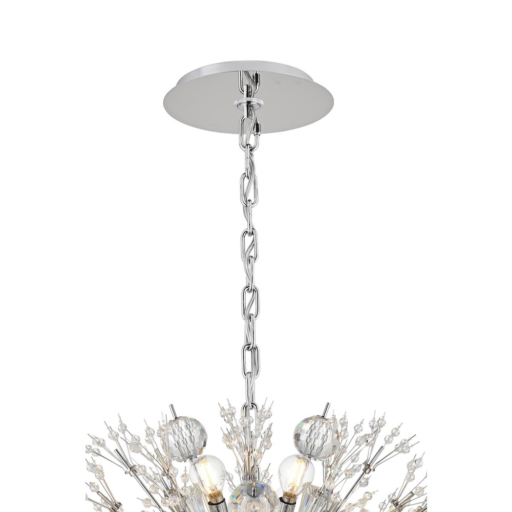 Vera 36 inch crystal starburst oval pendant in chrome