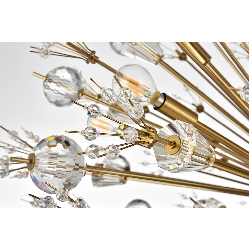 Vera 38 inch crystal starburst round pendant in gold