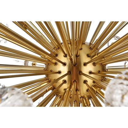 Vera 38 inch crystal starburst round pendant in gold