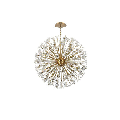 Vera 38 inch crystal starburst round pendant in gold