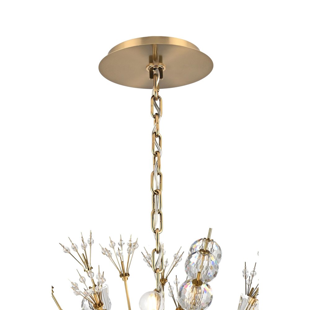Vera 38 inch crystal starburst round pendant in gold