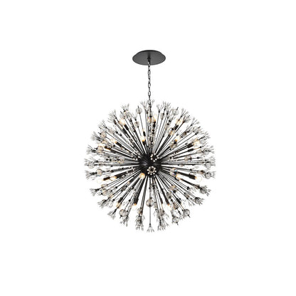 Vera 44 inch crystal starburst round pendant in black