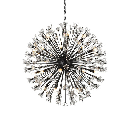 Vera 44 inch crystal starburst round pendant in black