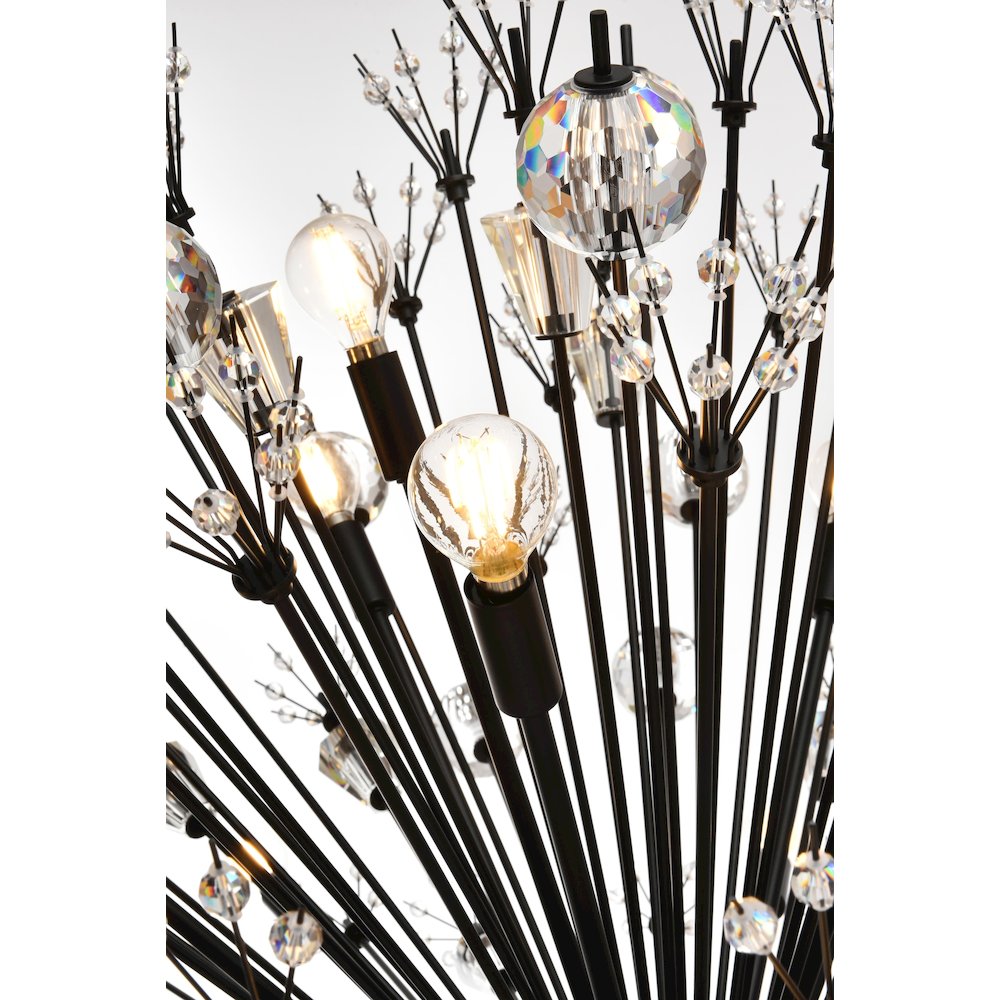 Vera 44 inch crystal starburst round pendant in black