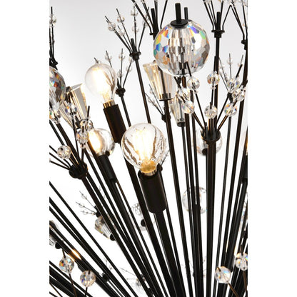 Vera 44 inch crystal starburst round pendant in black